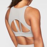 Athleta  Zone Bra Gray Powervita Fabric Strappy Back Removable Cups Size Medium Photo 0