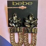 Bebe Gray rhinestone and gold tone statement earrings Photo 0