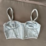 ZARA Light Blue Denim Corset Top Photo 0