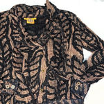 Tory Burch  Silk Black &Brown Long Sleeve Dress Shirt Business Blouse size 0 / XS Photo 3