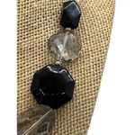 Black Clear Glass Necklace Choker Collar Big Flower Rhinestones Adj. 14" Photo 2