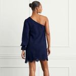 Hill House  Mila Navy Linen One Shoulder Mini‎ Dress Small Photo 1