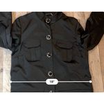 Dana Buchman  Black Trench Coat Zebra Lining Mandarin‎ Collar sz XS Weathergear Photo 7