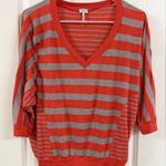 Splendid  Vibrant Red and Gray Striped Top Photo 0