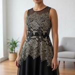T Tahari  Black Dress with Gold Floral Design Photo 1