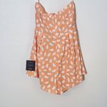 Lulus  White and Orange Strapless Romper with Tie Front NWT Size Medium Photo 5