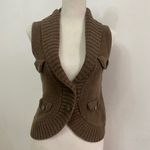 Massimo Dutti  Chocolate Brown cotton wool  Women's Cardigan Vest sizeM Photo 2