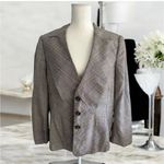 ESCADA Vintage Brown Patterned Wide Lapel Blazer Jacket Size 44 Photo 1