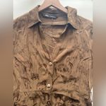 ZARA  brown safari animal novelty midi dress button M Photo 2