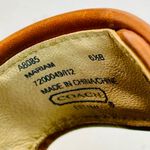 Coach Mariam Brown Leather Wedge Sandals, Brass Hardware, Wood Platform sz 6.5 Photo 5
