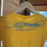 Ed Hardy Y2K  by Christian Audigier Long Yellow T Shirt Size Small Photo 11
