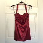 BANJUL Burgundy Red Satin Mini Dress with AB Rhinestone Detail Size L Photo 4