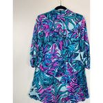 Lilly Pulitzer  Dress Blue Natalie Shirtdress Cover Up Mini Floral Beach 2XS Photo 7