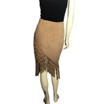 EXPRESS Faux Suede Symmetrical Fringe Skirt in a tan/ brown colour size 4 Photo 3