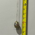 GOLD FLLD CHINESE CLOISONNÉ ENAMEL EGG FLWR PENDANT 925 CHAIN NECKLACE Italy VTG Photo 8