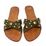 BO’EM PLAGE green suede slides Size 8 Photo 2