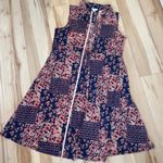 Siren Lily Women Sheer Maxi Komono Dress Blue w/ Pink Flowers & Front Tie Sz 1X Photo 8