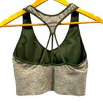 PINK - Victoria's Secret PINK Sport Victoria Secret Heather Gray and Green Strappy Sports Bra, Sz Medium Photo 1