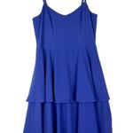 Dress the Population  Yasmin Tiered Midi Dress Size XXL Peplum Blue Wedding Guest Photo 0