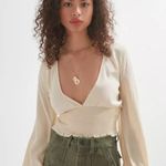 Urban Outfitters  Ruth V-Neck Blouse Cream Photo 1