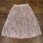 Kate Spade Silk Metallic A-Line Midi Skirt Soft Pink Chiffon Silver Metallic Photo 3