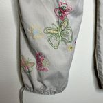 EXPRESS Precision Fit Cargo Pants 12 Y2K Vintage Embroidered Floral Crop Beige Photo 5