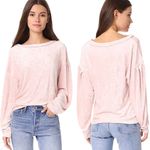 We The Free Free People  Milan Crushed Velvet Top Women's XS Blush Pink Oversized Photo 1