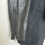 BCBGMAXAZRIA  Double Faced Wool & Lamb Leather  Sleeves Open Front Black Coat XXS Photo 4