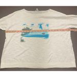 J. Jill Women’s XL Linen Cotton Lightweight Sweater Tropical Beach Scene Coastal White Photo 7