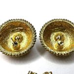 Vintage Avon Womens Earrings Dome Shaped Jewel Embellished Gold Tone Photo 3