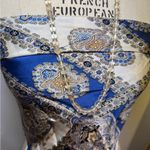 Vintage silk scarf square paisley blue cream EUC 29.5” x 30.5” Photo 2