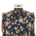 1. State Floral High Neck Sheer Sleeve Blouse Black Pink Green Size Medium Photo 1