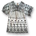 Parker Beth Eyelet Shift Dress Embroidered Mini Black White Size Small Scalloped Photo 0