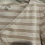 Coral Bay  XL 100 Cotton Beige and White Asymmetrical T Shirt Striped Casual Photo 1