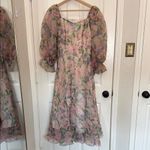 SheIn Modely lantern sleeves floral sheer overlay midi dress Photo 3