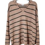 J. Jill Peach and Green Oversized Striped Hoodie Pullover Size XL Photo 0