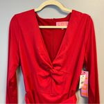 LDT Dress Red Heidi Knot Front Plunge V Photo 6
