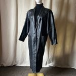 Vintage Pelle Black Leather Trench Coat S/M Oversized Long Jacket 90s Photo 7