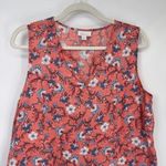J. Jill Love Linen Tank Top Womens Medium Peach Floral Print Pockets Resort Wear Orange Photo 1