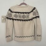 Vintage Handmade Knit 100% Wool Sweater Size XS / S Crew Neck Pullover Cream Photo 10