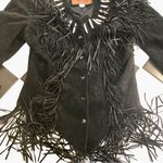 Echo Mountain Vintage 80s by Arturo Suede Western Black Jacket Fringe Beads sz S Photo 6