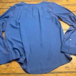 The Limited  Blue Lace Trim Blouse Long Sleeve Keyhole Neck Top Size L Photo 6