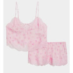 SKIMS  Sz XL 14/16 Romance Silk Lace Camisole Shorts Set Pajamas Cherry Blossom Photo 5