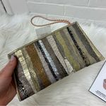 NWT Disa Artisanal Fish Skin Handmade in Iceland Clutch Bag OS Gold Photo 5