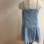 Aerie Eyelet Floral Mini Babydoll Cotton Dress Powder Blue size M Photo 4