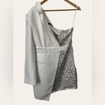 Elle Zeitoune Alexa Silver Sequined Long Sleeve Asymmetrical Mini Dress Size M Size M Photo 3