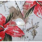Tofy Tan Hawaiian Floral Jacket Size 8 Flax Blend Shoulder Pads Short Sleeves Photo 3