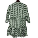ZARA Oversized Cadie Geometric Print Tiered Pleated Mini Dress Tie XS Green Photo 5