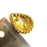 Green gold tone teardrop post earrings Photo 3