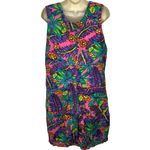 Vintage Just Class Womens Y2K Floral Shorts Overalls Romper Tropical Print M 90s Pink Size M Photo 1